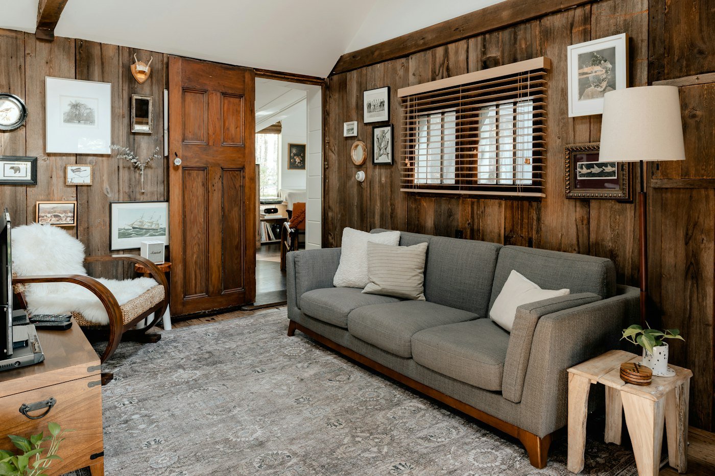 Interior finished with wood panelling and quality materials
