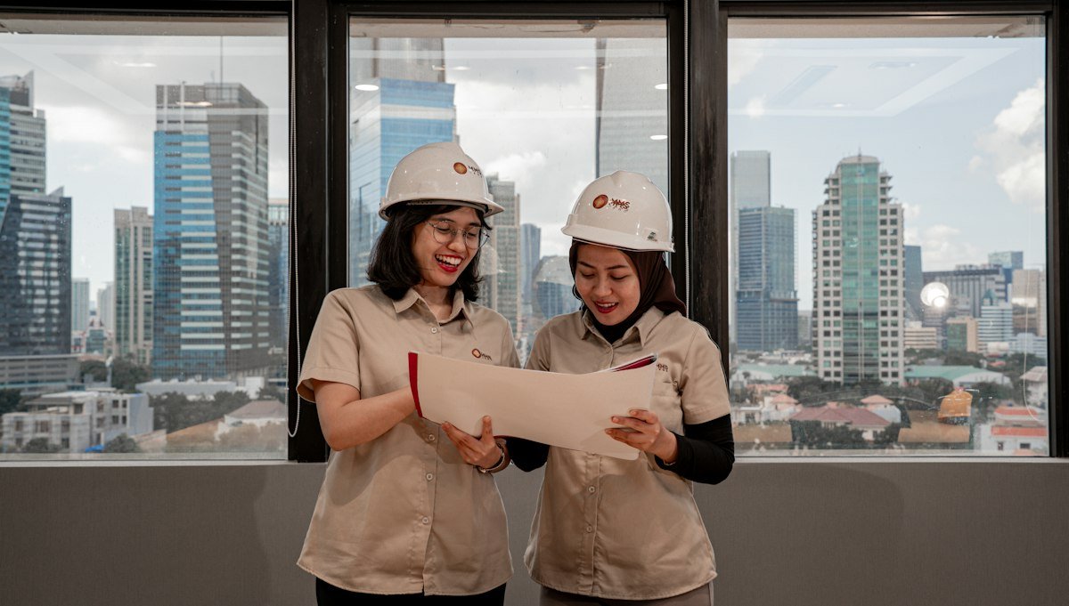 Project team reviewing drawings